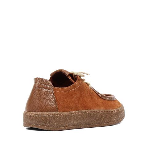 Kadın Taba Bağcıklı Kalın Tabanlı Süet Deri Ayakkabı