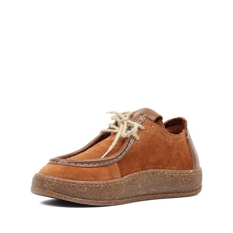 Kadın Taba Bağcıklı Kalın Tabanlı Süet Deri Ayakkabı