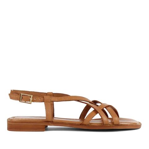 Kadın Taba Bilekten Bantlı Deri Sandalet