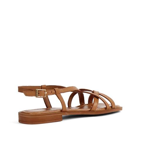 Kadın Taba Bilekten Bantlı Deri Sandalet