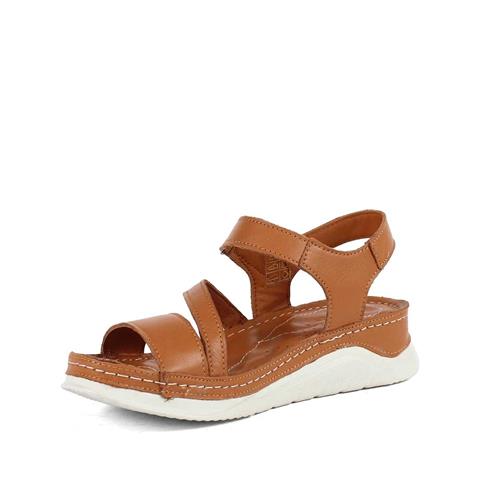 Kadın Taba Bilekten Cırt Cırtlı Deri Sandalet