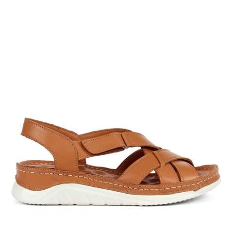 Kadın Taba Bilekten Cırt Cırtlı Gladyatör Sandalet