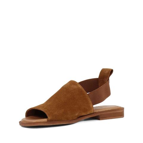 Kadın Taba Bilekten Lastikli Süet Deri Sandalet