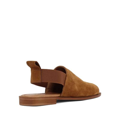 Kadın Taba Bilekten Lastikli Süet Deri Sandalet