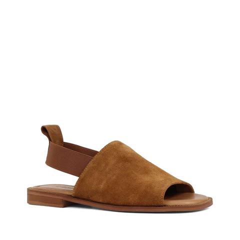 Kadın Taba Bilekten Lastikli Süet Deri Sandalet