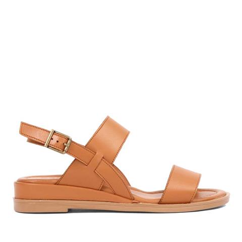 Kadın Taba Bilekten Tokalı Deri Sandalet