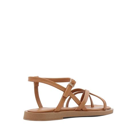 Kadın Taba Çapraz İnce Bantlı Deri Sandalet