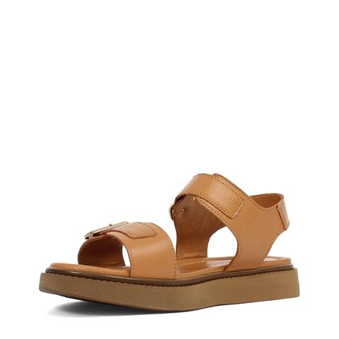 Kadın Taba Çift Tokalı Deri Sandalet