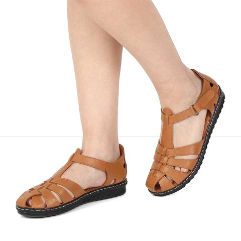 Kadın Taba Cırt Cırtlı Gladyatör Sandalet