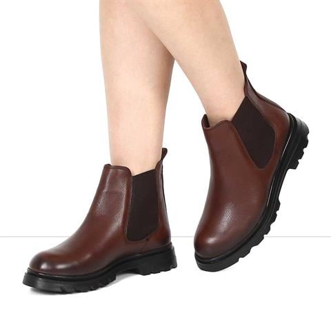 Kadın Taba Deri Chelsea Bot