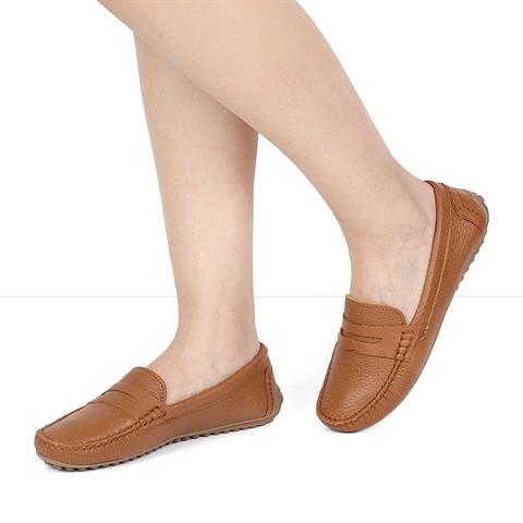 Kadın Taba Deri Loafer