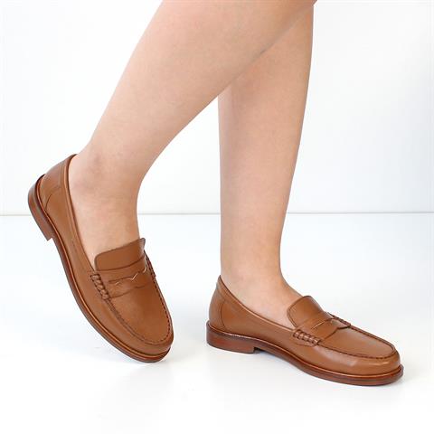 Kadın Taba Deri Loafer