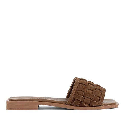 Kadın Taba Desenli Süet Deri Terlik