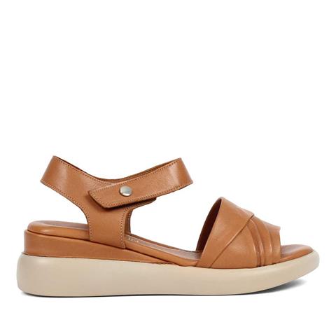 Kadın Taba Dolgu Topuklu Deri Sandalet