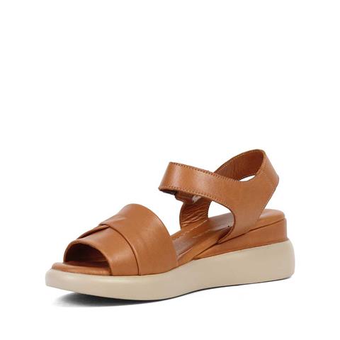 Kadın Taba Dolgu Topuklu Deri Sandalet