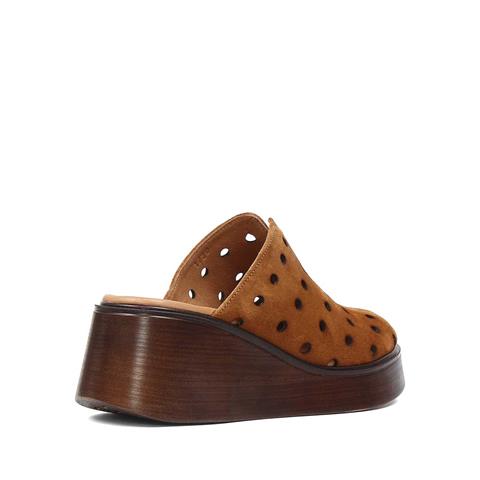 Kadın Taba Dolgu Topuklu Süet Deri Terlik