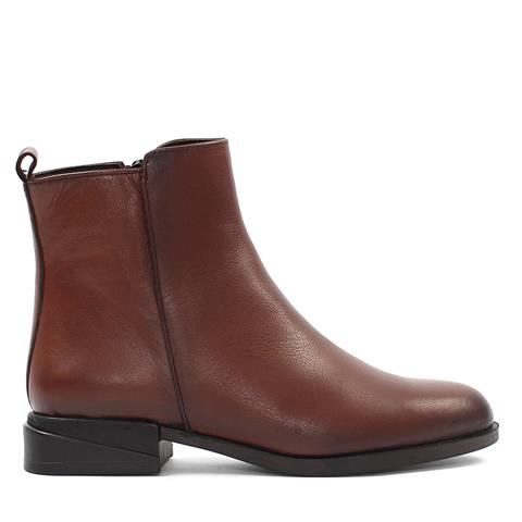 Kadın Taba Fermuarlı Deri Bot