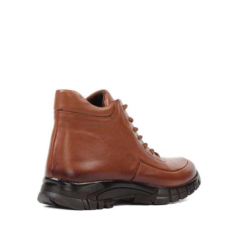 Kadın Taba Fermuarlı Deri Bot