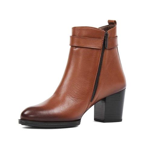 Kadın Taba Fermuarlı Deri Bot