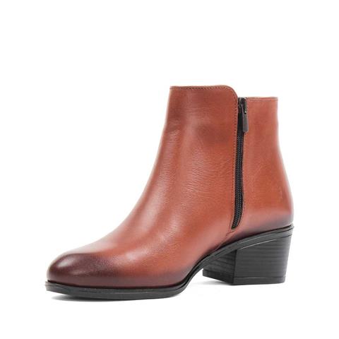 Kadın Taba Fermuarlı Deri Bot