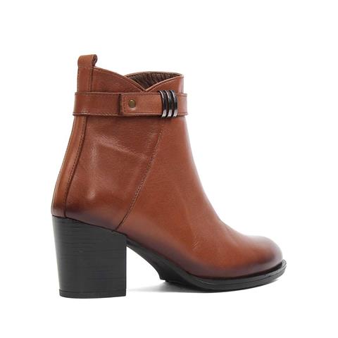 Kadın Taba Fermuarlı Deri Bot