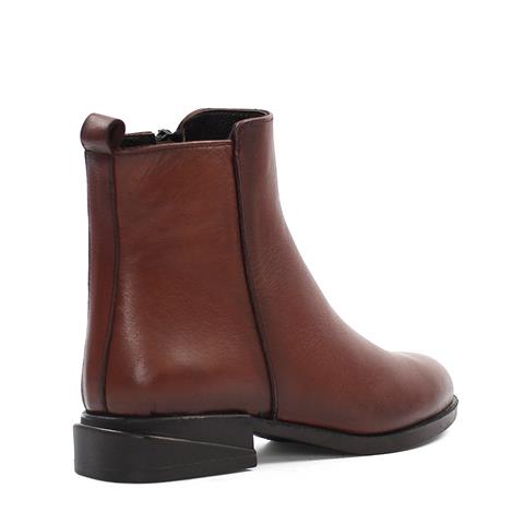 Kadın Taba Fermuarlı Deri Bot