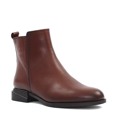 Kadın Taba Fermuarlı Deri Bot