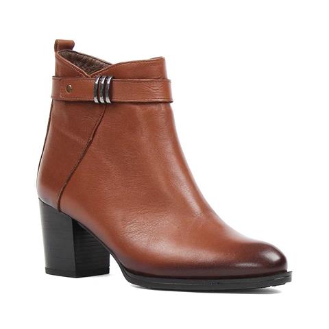 Kadın Taba Fermuarlı Deri Bot