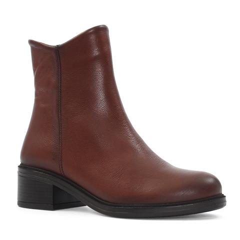 Kadın Taba Fermuarlı Deri Bot