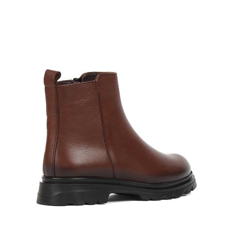 Kadın Taba Fermuarlı Deri Bot