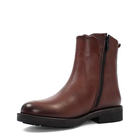 Kadın Taba Fermuarlı Kalın Topuklu Deri Bot