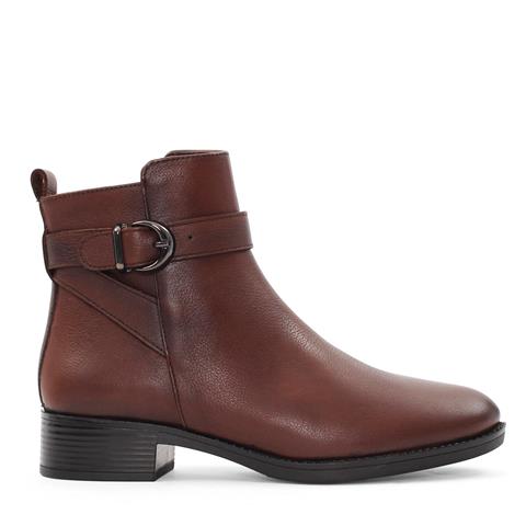 Kadın Taba Fermuarlı Toka Detaylı Deri Bot