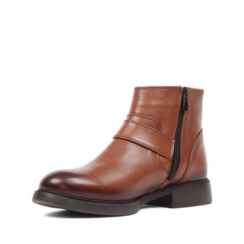 Kadın Taba Fermuarlı Toka Detaylı Deri Bot