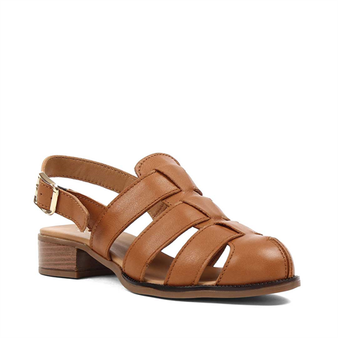 Kadın Taba Gladyatör Deri Sandalet