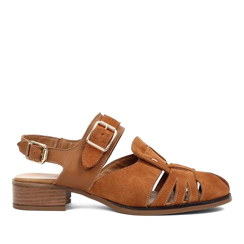 Kadın Taba Gladyatör Süet Deri Sandalet