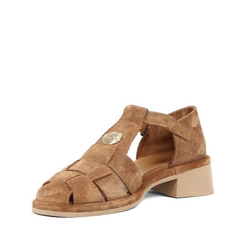 Kadın Taba Gladyatör Süet Deri Sandalet
