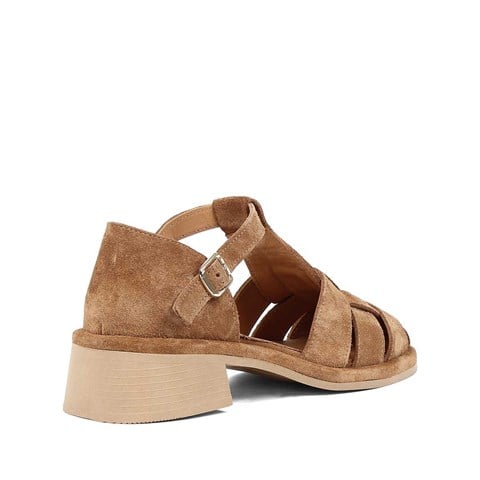 Kadın Taba Gladyatör Süet Deri Sandalet