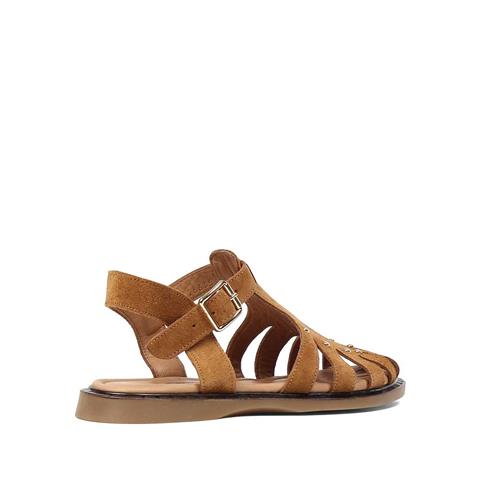 Kadın Taba Gladyatör Süet Deri Sandalet