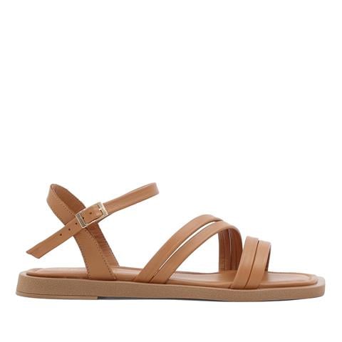 Kadın Taba İnce Bantlı Deri Sandalet