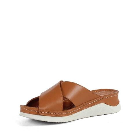 Kadın Taba Kalın Bantlı Deri Terlik