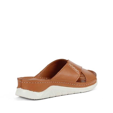 Kadın Taba Kalın Bantlı Deri Terlik