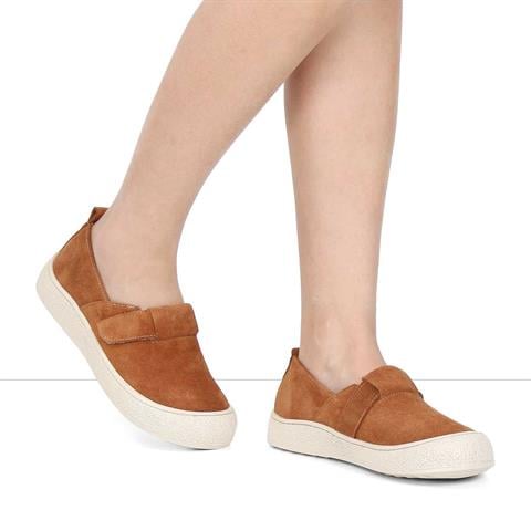 Kadın Taba Kalın Tabanlı Süet Deri Ayakkabı