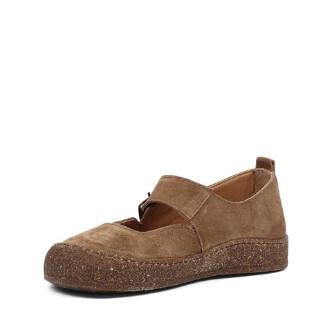 Kadın Taba Kalın Tabanlı Süet Deri Ayakkabı