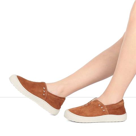 Kadın Taba Kalın Tabanlı Süet Deri Ayakkabı