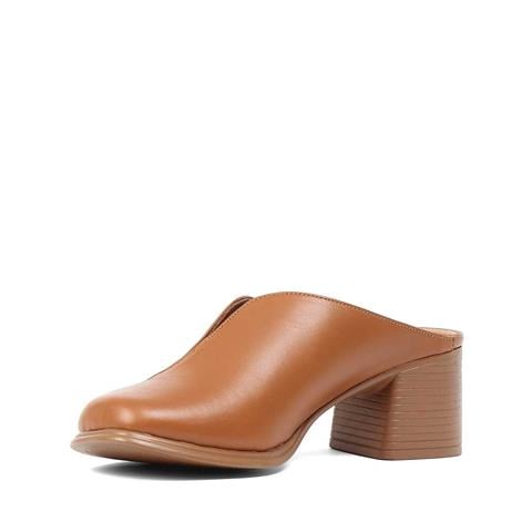 Kadın Taba Önü Kapalı Topuklu Deri Terlik