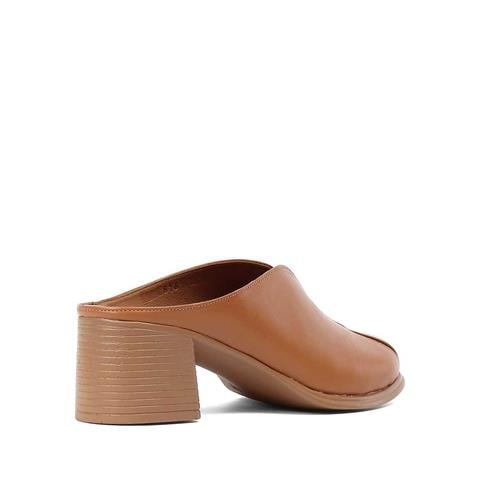 Kadın Taba Önü Kapalı Topuklu Deri Terlik