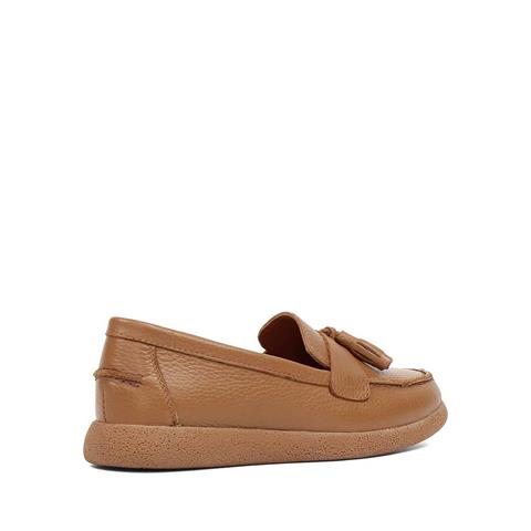 Kadın Taba Püsküllü Deri Ayakkabı