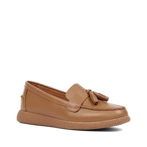 Kadın Taba Püsküllü Deri Ayakkabı