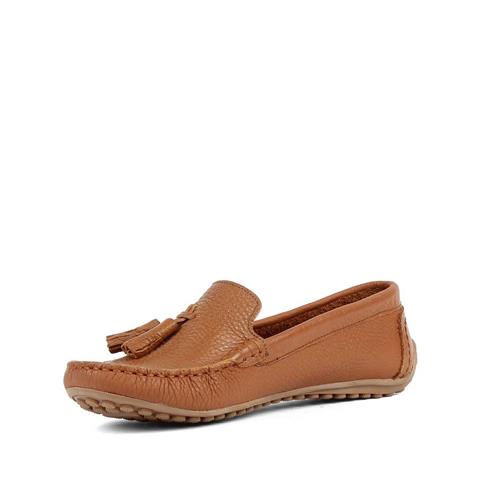 Kadın Taba Püsküllü Deri Loafer