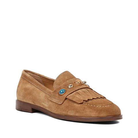 Kadın Taba Püsküllü Süet Deri Loafer